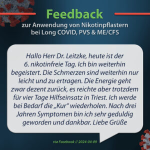 Zitatkachel mit positiven Rückmeldungen zur Nutzung von Nikotinpflastern
